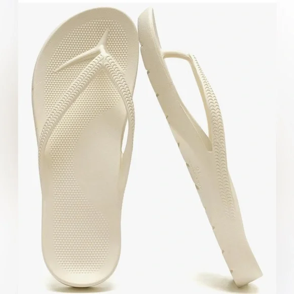 11•Women's Arch Support Cream Flip Flops - Picture 2 of 14